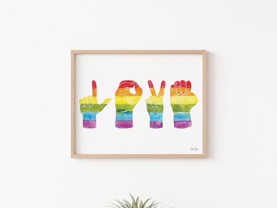 Sign Language Love Color Rainbow Love Language Word LOVE Colored In Rainbow LGBTQ Gay Pride