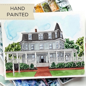 Hand Painted Watercolor Architecture Portrait: Custom Business or Venue Painting