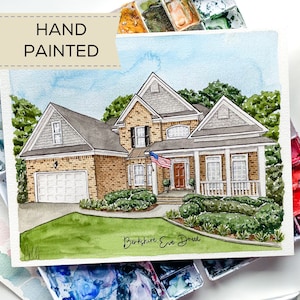 Custom Home Portrait, Watercolor House Portrait, Home Illustration, Painting of Home, Painting from Photo, Hand Painted, Closing Gift