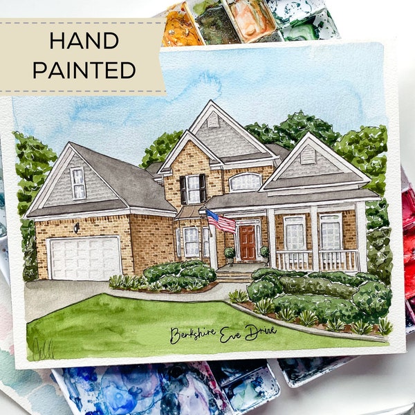 Custom Home Portrait, Watercolor House Portrait, Home Illustration, Painting of Home, Painting from Photo, Hand Painted, Closing Gift