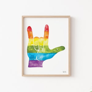 I Love You Sign Language Print: Rainbow LGBTQ Art