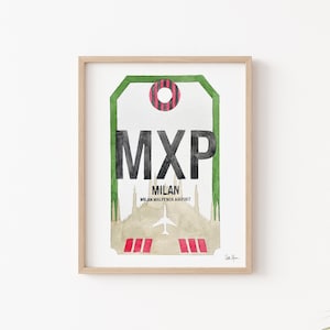 Milan Print, MXP Airport Code Art, Luggage Tag Art, Italy Poster, Travel Wall Decor