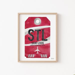 St. Louis Print, Lambert Airport Code Art, Luggage Tag Art, Travel Poster