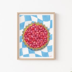 Impresión de pastel de ruibarbo: arte colorido para la pared de la cocina