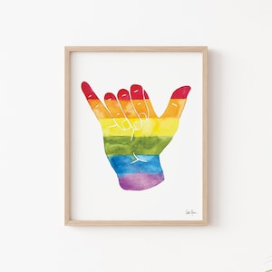 Shaka Sign Print, Hang Loose Art, Surf Decor, Sign Language Art, LGBTQ Art