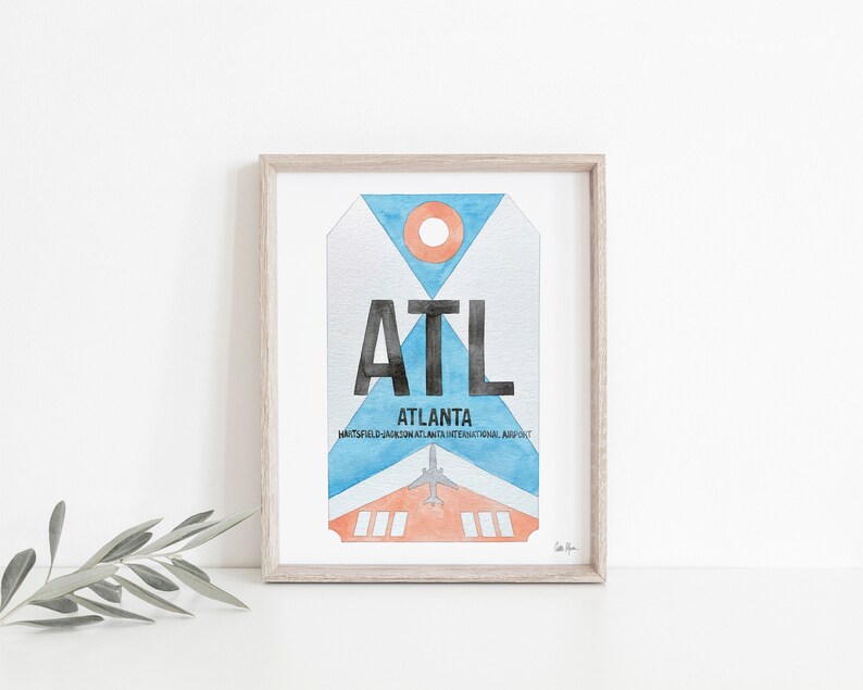 Atlanta Print, ATL Airport Code Art, Luggage Tag Art, Travel Poster - Etsy
