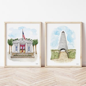 Seaside Florida Watercolor Print Set: Post Office & Beach Pavilion