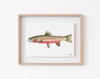 Cutthroat Trout Print, Fish Painting Wall Decor, Fly Fishing Art, Cabin Wall Art