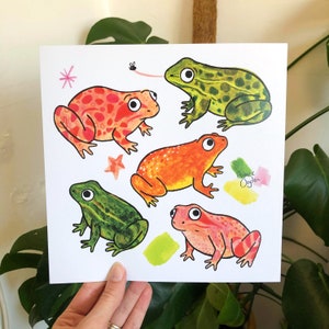 Frog Print, Frog Art Print, Colourful Art Print, Cute Frog Illustration, Cute Frogs, Cute Frog Art, Postcard Art Print, Toad Print, Frogs image 4