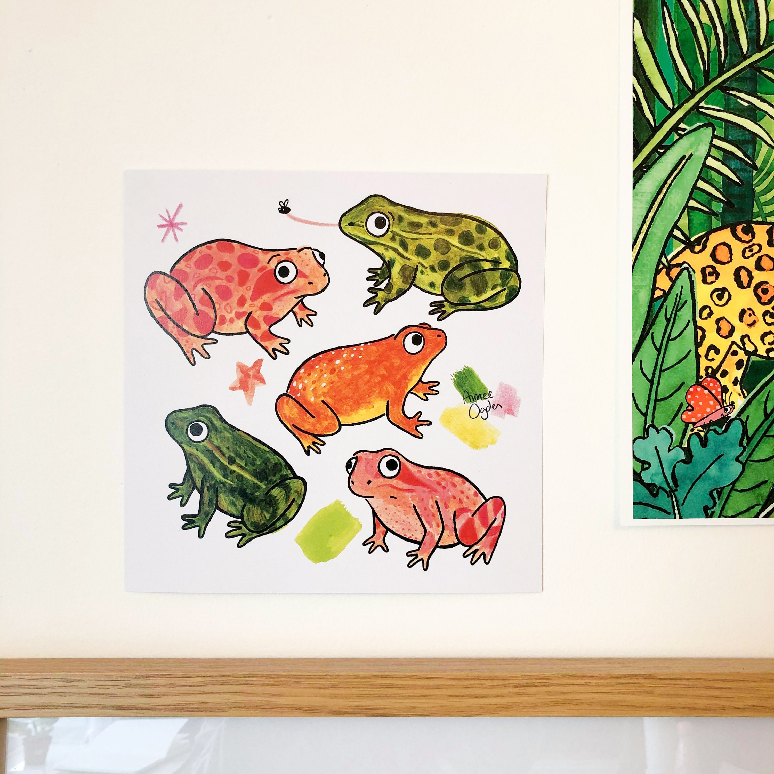 Frog Print, Frog Art Print, Colourful Art Print, Cute Frog Illustration ...