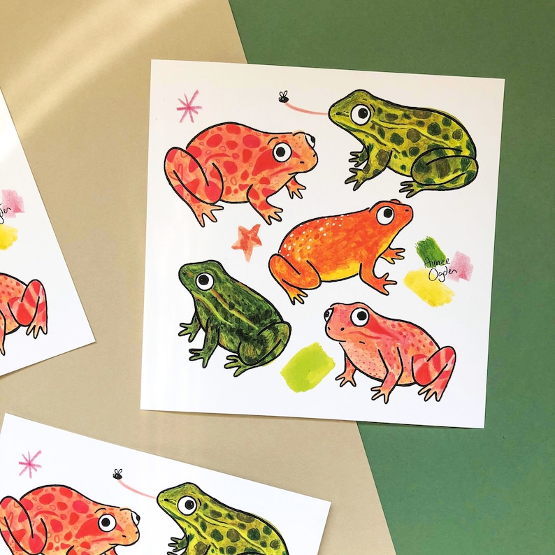 Frog Print, Frog Art Print, Colourful Art Print, Cute Frog Illustration ...
