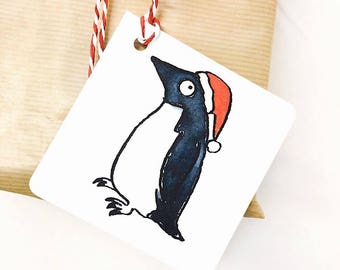 Penguin Christmas Illustrated Gift Tags, Christmas Gift Tags, Christmas Penguin Gift Tag Set, Gift Tags, Christmas Presents, Gift Wrap Tags