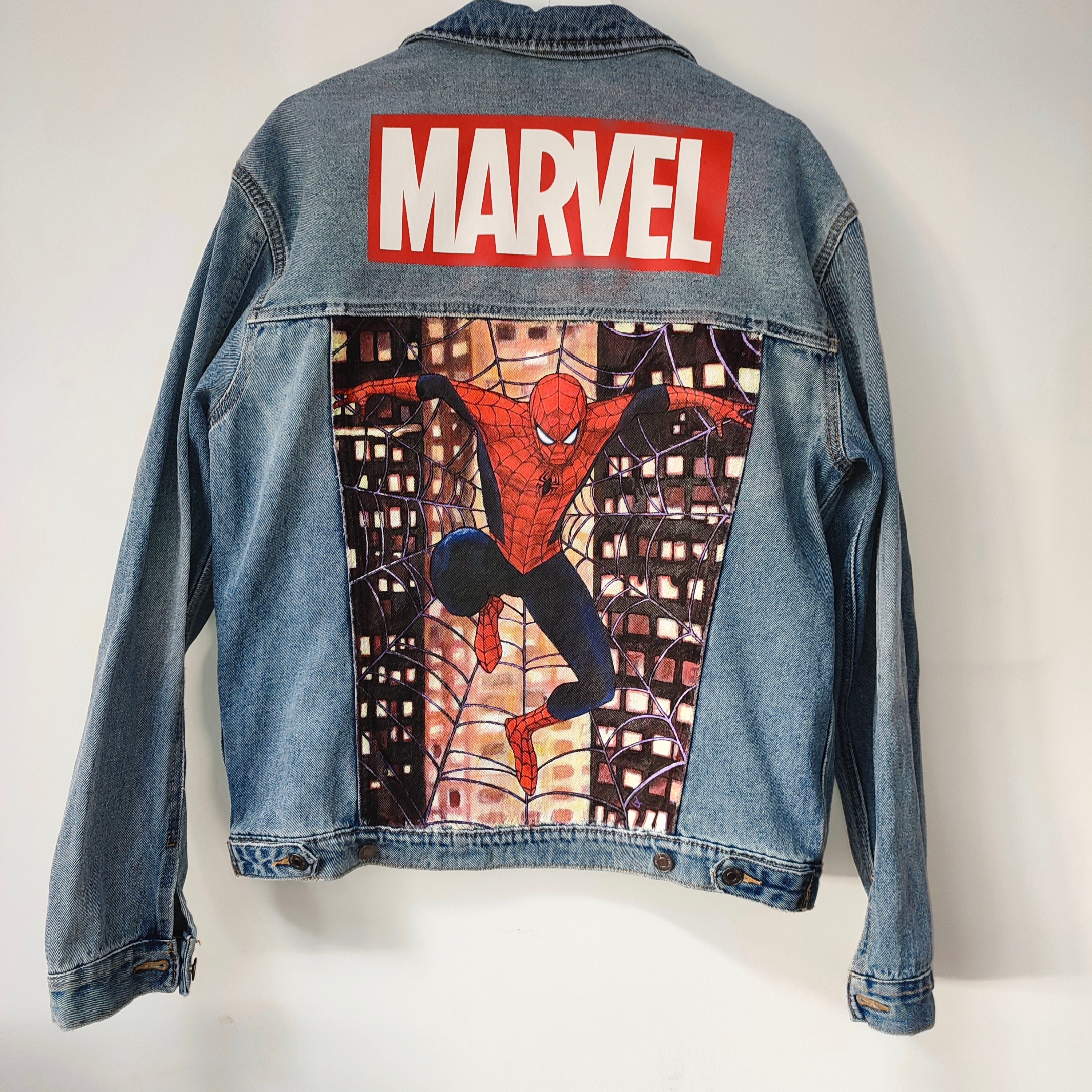 Marvel spider man hooded denim jacket cheap