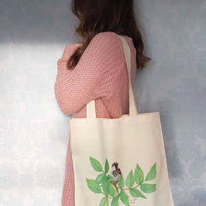 Sparrow on the Dog Rose Twig, Classic Tote Bag, Shopping Bag