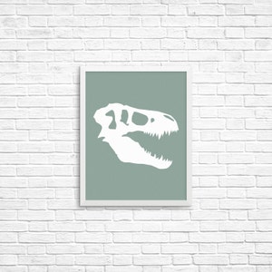 Silhueta de esqueleto de tiranossauro rex, impressão digital de decoração artística 8x10