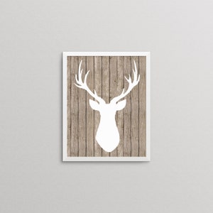 Deer Silhouette, wood background,  8x10 Art Decor Digital Print