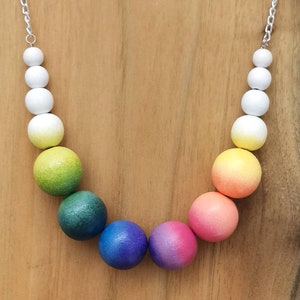Wooden necklace colourful, MULTI color necklace, Rainbow beaded necklace, Chunky colourful necklace for woman, Coloured big beads necklace
