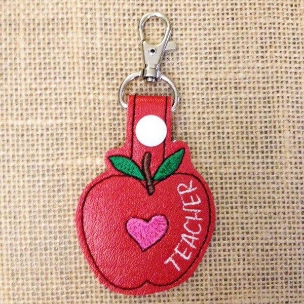 Apple for the Teacher Snap Tab Key Fob Design