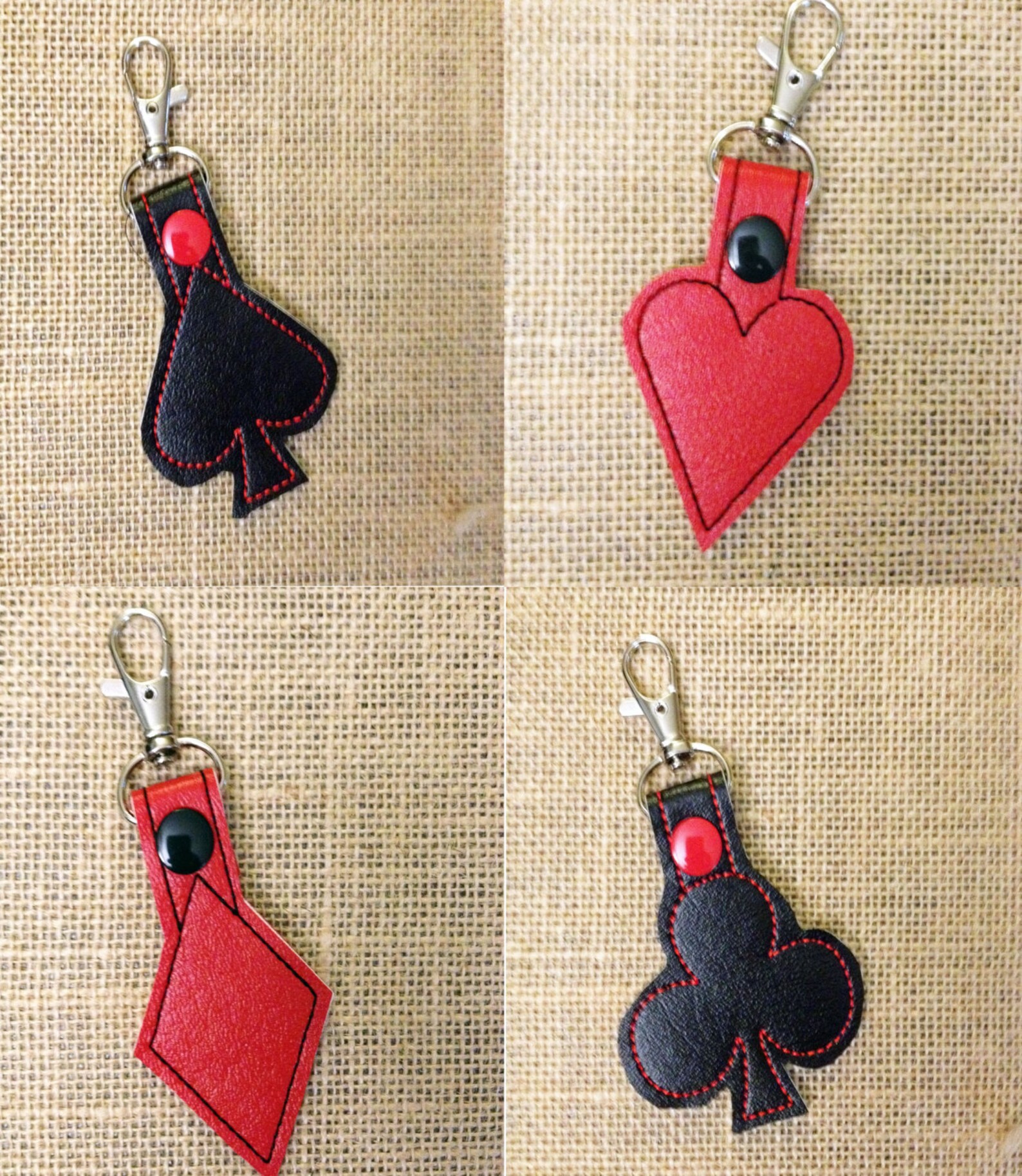 Card Suit Set Snap Tab Key Fob Designs | Etsy