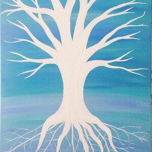 Twisted tree abstract acrylic painting on canvas 16x20&quot;