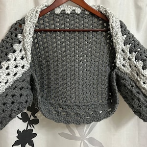 Scalloped edge warm crocheted cocoon shrug