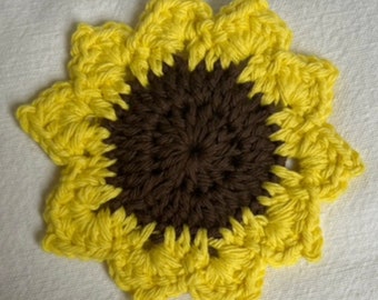 EASY CROCHET PATTERN- Sunflower drink coaster
