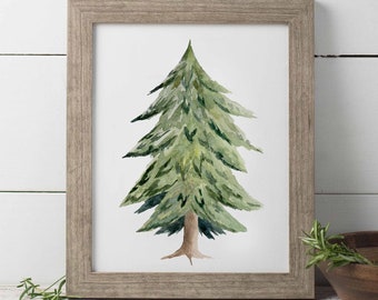 Christmas Tree Watercolor Print, Christmas Wall Art, Christmas Watercolor Print, Holiday Print, Watercolor Pine Tree, Large Christmas Print