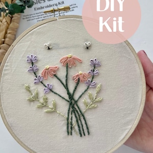 Flowers and Bees Stick and Stitch Embroidery Kit, Hand Embroidery Kit, Floral Embroidery, Floral Embroidery Pattern, DIY Kit, Beginner