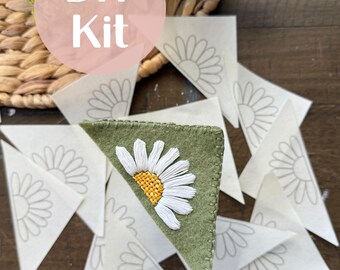 Daisy Embroidery Bookmark Kit for Beginners | DIY Stick and Stitch Pattern | Floral Hand Embroidery Kit | Easy Sewing Craft Gift