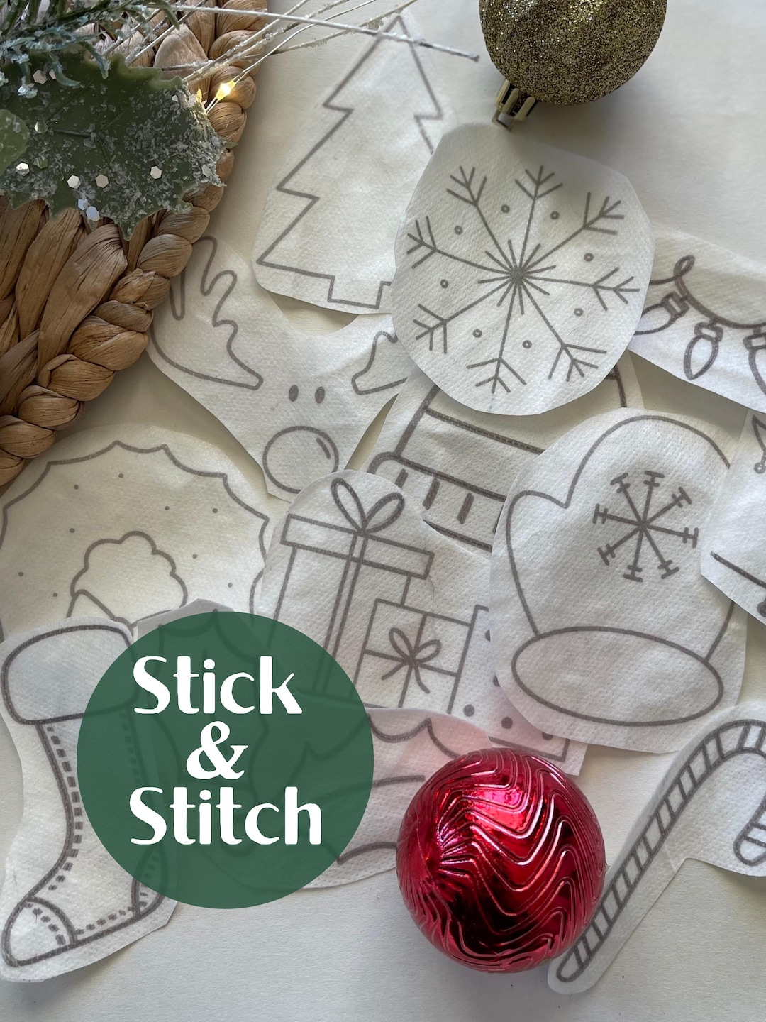 Christmas Stick and Stitch Embroidery Patterns, Festive Designs - Etsy