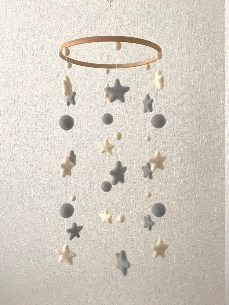 Feutre Boule Bébé Mobile Pour Un Garçon Décoration de Crèche - Feutre Bleu et Blanc Étoile Mobile, C