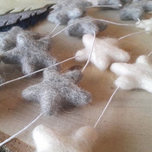 Felt star garland, star garland, grey star garland, white felt star garland, nursery garland, gender neutral garland, modern decor, bunting