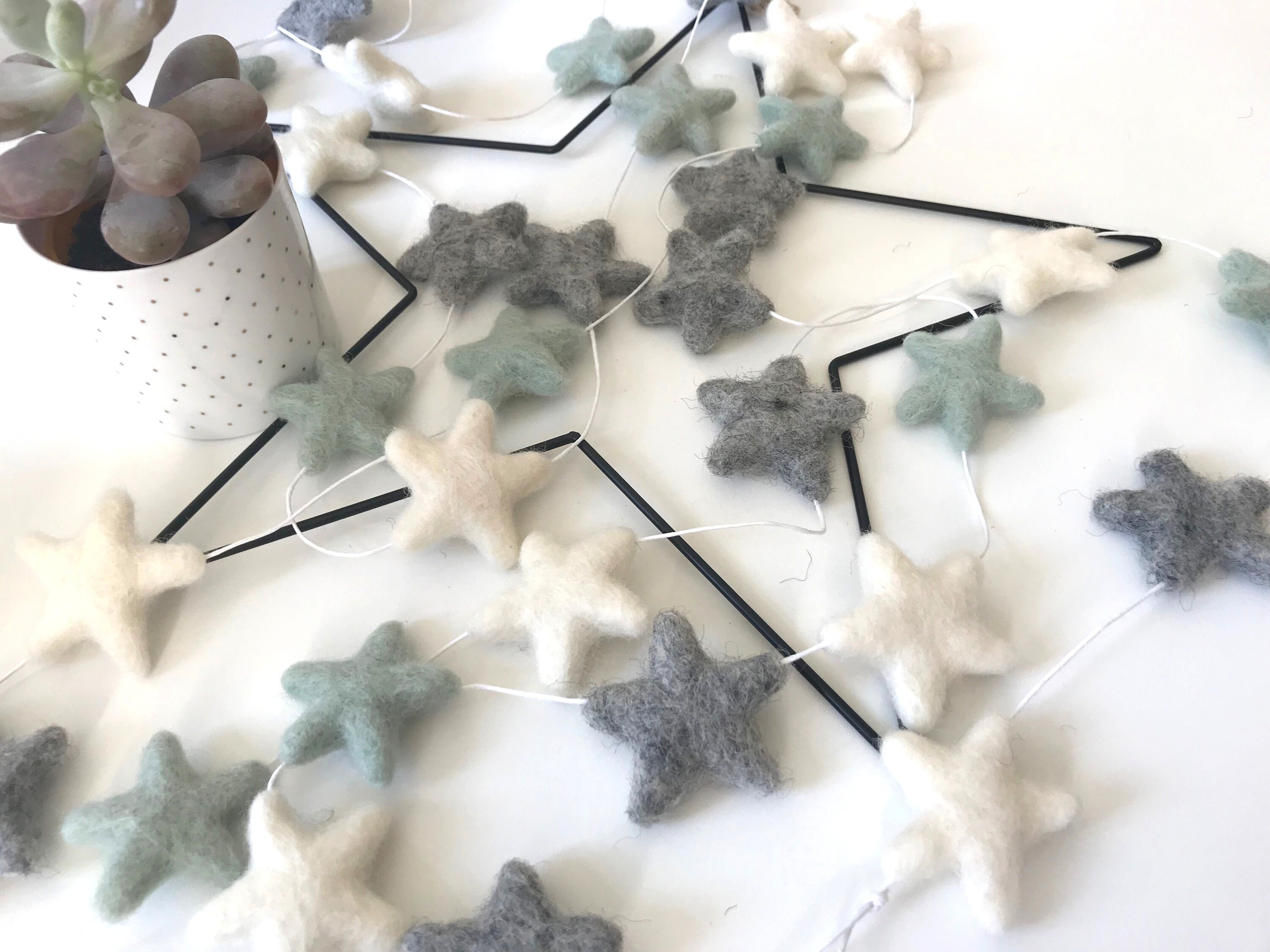Guirlande d'étoile de Menthe Pour La Décoration Pépinière, Guirlande Feutre, Pépinière Menthe, Bunti