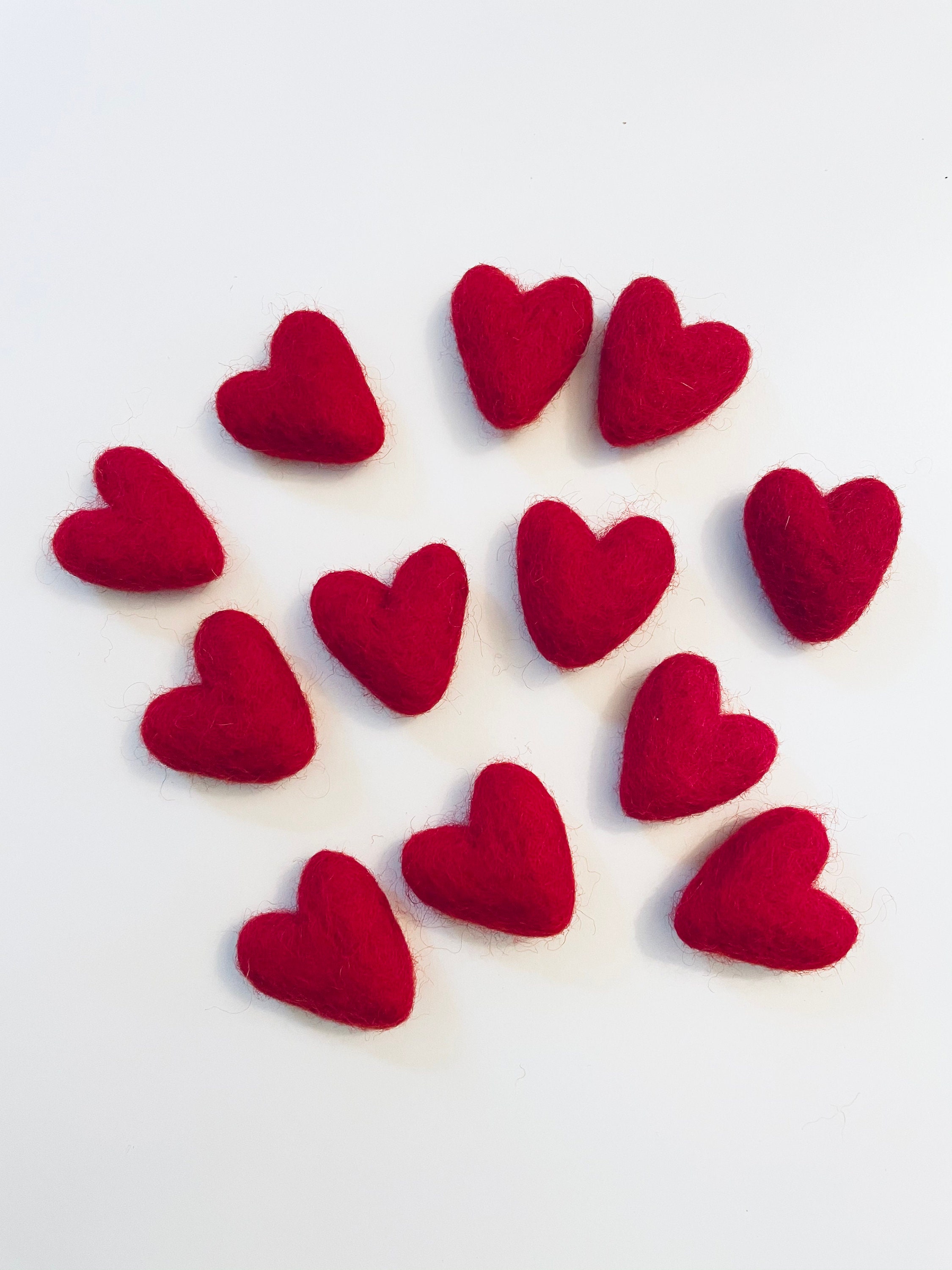 Paquet de Coeur Feutre, Coeurs Laine. Rouges Décorations Jour Valentine