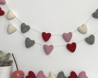 Felt Heart Garland, Wedding, Nursery Decoration