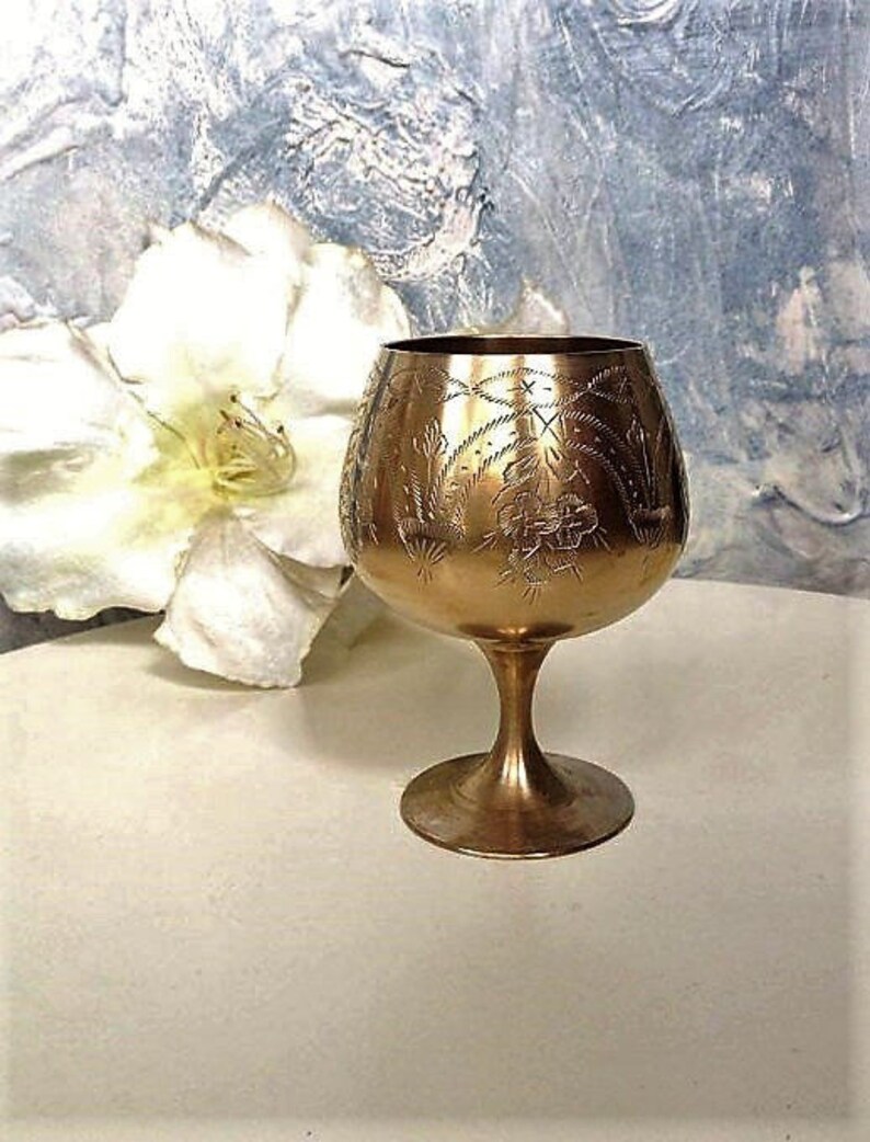 Hand engraved Metal Goblets Vintage Metal Wine Goblets Wine Etsy