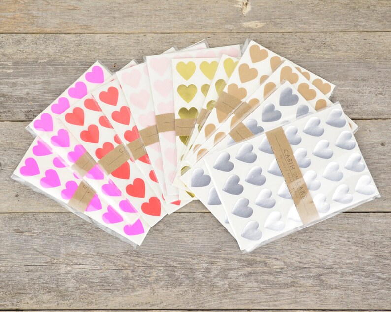 Little Silver Heart Stickers / Heart Favors / Metallic Silver Etsy UK