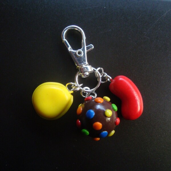 porte-clé fimo bonbons Candy-Crush, pendant bonbons en fimo, bricolage fait main, porte-clé pate fimo homme, femme