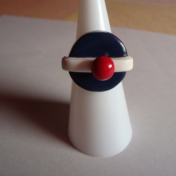 bague fimo bonnet de marin, bricolage fait main argile polymère, bijoux femme