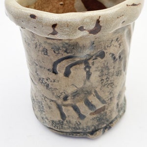 Primitive Cup with Glyph , Hobbitware Pottery, Rustic Cup, 19 oz