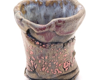Primitive Clay Tumbler, Rustic Pottery 3.5 oz Cup