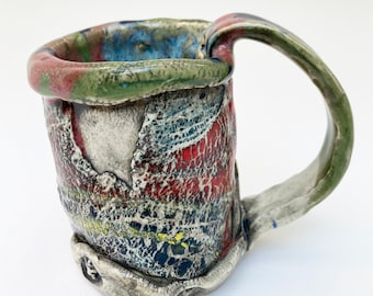 Rustic Mug, 5 oz  Stoneware Pottery, Primitive Cup