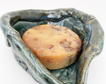 Rustic Spoon Rest, Primitive Stoneware, Soap Dish, Shallow Bowl