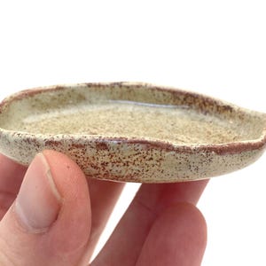 Tiny Flat Elongated  Bowl, Pill Holder Small Wrinkled Pottery Bowl.
