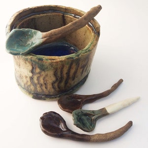 Choice of Small Decorative Pottery Spoon, Rustic Primitive Twisted