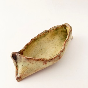 Funky Long Dish, Primitive Pot, Wabi Sabi, Folded Wonky, Cracker Serving Tray, Rustic Pottery