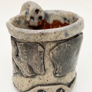 Adorable Rustic Patched Mug, 12 oz, Primitive Coffee Cup