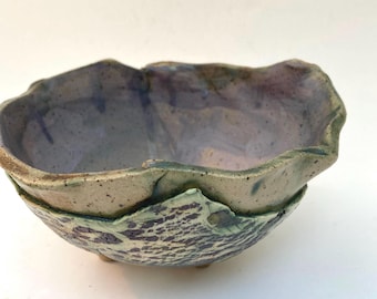 Handmade Cactus Pot with kohiki finish, Open, Asymmetrical