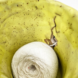 Weird Stoneware String Holder: Hobbitware Pottery, Asymmetrical Design