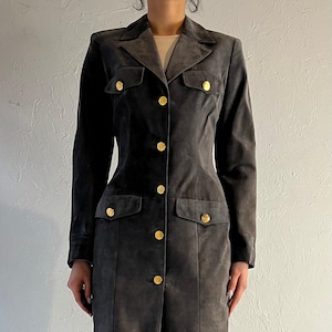 Blouson en cuir suédé gris « DANIER » années 90 / TP